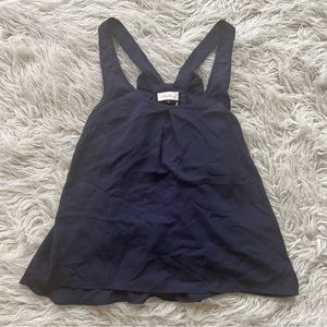 NWT Alythea navy blue pleated tank top with back bow size S